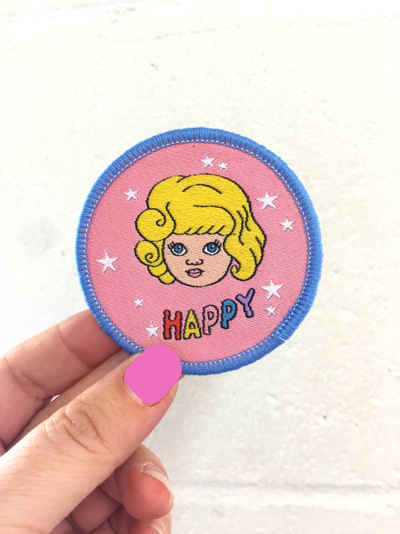 Bügelbild Puppengesicht Kawaii Happy Patch Für Jacke Bügelbild Puppengesicht Kawaii Happy Patch Für Jacke von rosiewonders