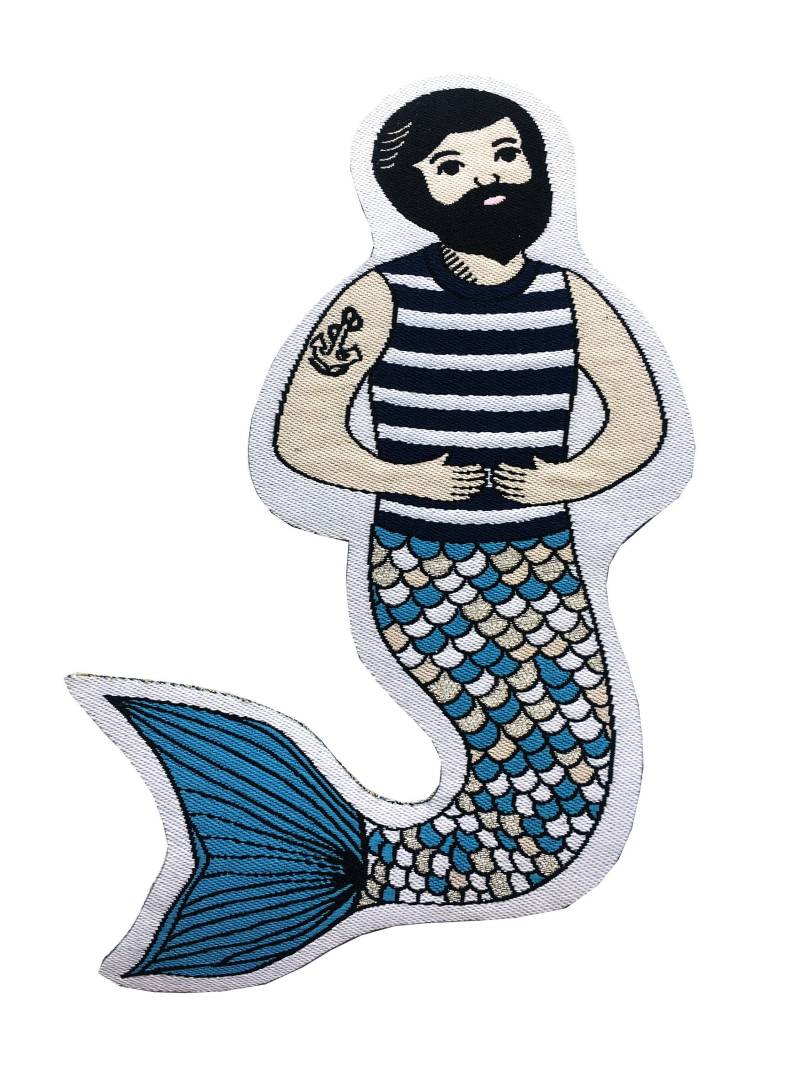 Merman Bügelbild Bärtiger Mann Mit Tättowierter, Süßer Aufbügler Für Jacke Oder Tasche. Geburtstagsgeschenk Merman Bügelbild Bärtiger Mann Mit Tättowierter, Süßer Aufbügler Für Jacke Oder Tasche. Geburtstagsgeschenk von rosiewonders