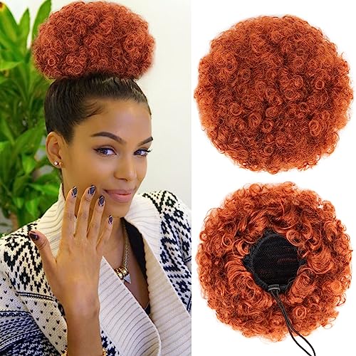 Rosmile Afro-Pferdeschwanz-Extensions, für schwarze Frauen, kurzer synthetischer Pferdeschwanz, 80 g, dunkelorange, Premium-Qualität für natürliches Haar, gelockter Dutt Rosmile Afro-Pferdeschwanz-Extensions, für schwarze Frauen, kurzer synthetischer Pferdeschwanz, 80 g, dunkelorange, Premium-Qualität für natürliches Haar, gelockter Dutt von rosmile