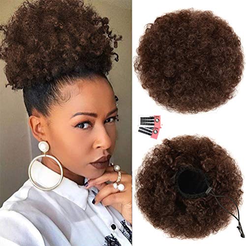 Rosmile Afro-Pferdeschwanz-Verlängerung für schwarze Frauen, Premium-Mittelbraun, Nr. 4, 80 g, synthetischer kurzer Afro-Pferdeschwanz für Naturhaar, lockiger Dutt mit Schnur Rosmile Afro-Pferdeschwanz-Verlängerung für schwarze Frauen, Premium-Mittelbraun, Nr. 4, 80 g, synthetischer kurzer Afro-Pferdeschwanz für Naturhaar, lockiger Dutt mit Schnur von rosmile