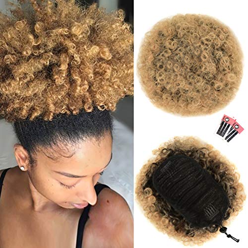 Rosmile Afro-Pferdeschwanz-Verlängerung für schwarze Frauen, Premium Ombré-Braun T1B/27#, 80 g, synthetischer kurzer Afro-Pferdeschwanz für Naturhaar, lockiger Dutt mit Kordel und C Rosmile Afro-Pferdeschwanz-Verlängerung für schwarze Frauen, Premium Ombré-Braun T1B/27#, 80 g, synthetischer kurzer Afro-Pferdeschwanz für Naturhaar, lockiger Dutt mit Kordel und C von rosmile