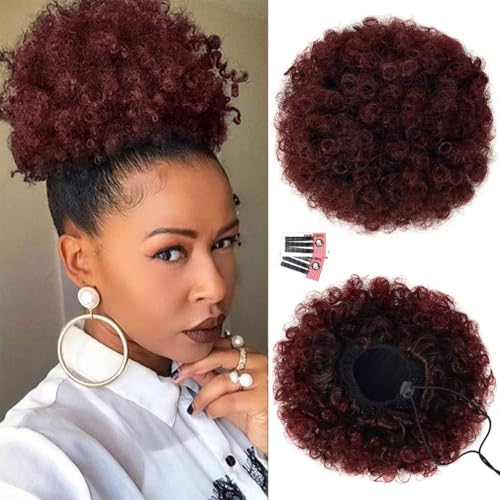 Rosmile Afro-Pferdeschwanz-Verlängerung für schwarze Frauen, Premium-Rot, Ombré-Rot, Nr. 1T99J, kurzer Afro-Pferdeschwanz, 80 g, für natürliches Haar, gelockt, mit C Rosmile Afro-Pferdeschwanz-Verlängerung für schwarze Frauen, Premium-Rot, Ombré-Rot, Nr. 1T99J, kurzer Afro-Pferdeschwanz, 80 g, für natürliches Haar, gelockt, mit C von rosmile