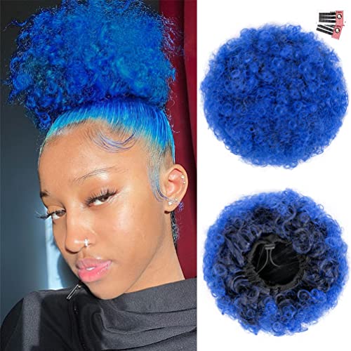 Rosmile Afro-Pferdeschwanz-Verlängerung für schwarze Frauen, kurzer synthetischer Pferdeschwanz, 80 g, Blau, Premiumqualität, für natürliches Haar, gelockt, mit Schnur Rosmile Afro-Pferdeschwanz-Verlängerung für schwarze Frauen, kurzer synthetischer Pferdeschwanz, 80 g, Blau, Premiumqualität, für natürliches Haar, gelockt, mit Schnur von rosmile