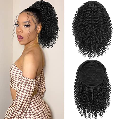rosmile Lockige Pferdeschwanz-Extension für schwarze Frauen, 25,4 cm, natürliche Kordel mit zwei Clips, synthetische Afro-Frauen #1B rosmile Lockige Pferdeschwanz-Extension für schwarze Frauen, 25,4 cm, natürliche Kordel mit zwei Clips, synthetische Afro-Frauen #1B von rosmile