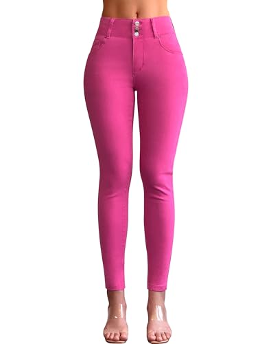 roswear Damen Hohe Taille Skinny Stretch Butt Lifting Jeans, rose, Klein von roswear