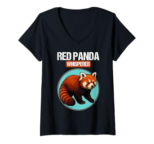 Damen rote Pandas roter Panda T-Shirt mit V-Ausschnitt von rote Pandas roter Panda Tier Shop