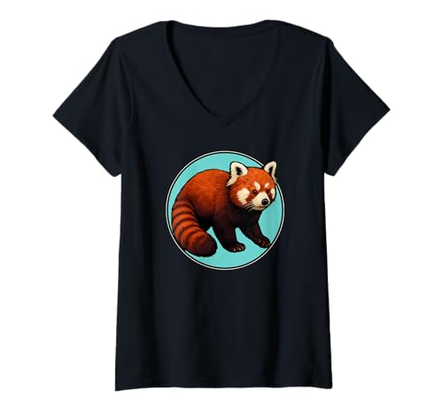 Damen rote Pandas roter Panda T-Shirt mit V-Ausschnitt Damen rote Pandas roter Panda T-Shirt mit V-Ausschnitt von rote Pandas roter Panda Tier Shop