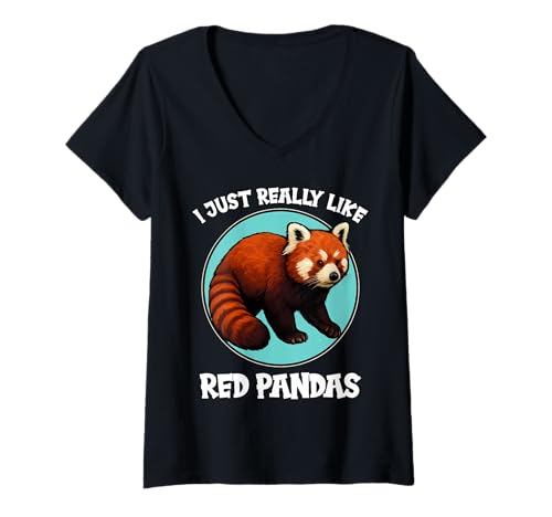 Damen rote Pandas roter Panda T-Shirt mit V-Ausschnitt Damen rote Pandas roter Panda T-Shirt mit V-Ausschnitt von rote Pandas roter Panda Tier Shop