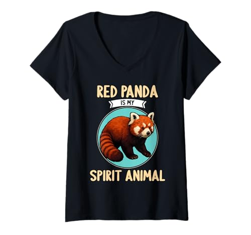 Damen rote Pandas roter Panda T-Shirt mit V-Ausschnitt Damen rote Pandas roter Panda T-Shirt mit V-Ausschnitt von rote Pandas roter Panda Tier Shop