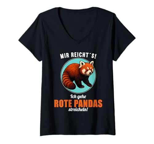 Damen rote Pandas roter Panda T-Shirt mit V-Ausschnitt Damen rote Pandas roter Panda T-Shirt mit V-Ausschnitt von rote Pandas roter Panda Tier Shop
