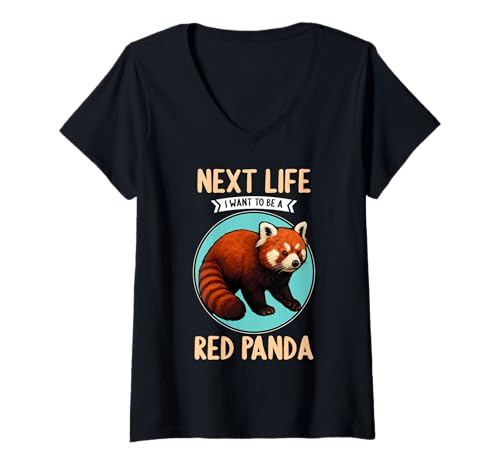 Damen rote Pandas roter Panda T-Shirt mit V-Ausschnitt von rote Pandas roter Panda Tier Shop
