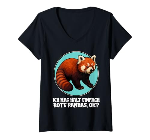 Damen rote Pandas roter Panda T-Shirt mit V-Ausschnitt von rote Pandas roter Panda Tier Shop