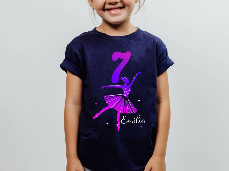 Geburtstagsshirt Ballerina Ballett | T-Shirt Geburtstag Mit Alter & Namen Geschenk Mädchen Hobby Turnsport Gymnastik Tanz von rotekirschen