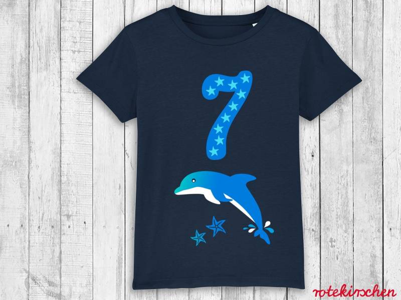 Geburtstagsshirt Delfin Alter & Name | T-Shirt Zum Geburtstag Für Mädchen Jungen Seepferdchen Wal Delfin Hai Wasserfans Seestern von rotekirschen