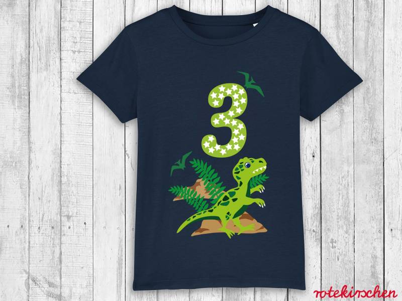 Geburtstagsshirt Dino| Dinosaurier | T-Rex T-Shirt Sweatshirt Langarm Pulli Geburtstag Alter Name Birthday Steinzeit von rotekirschen