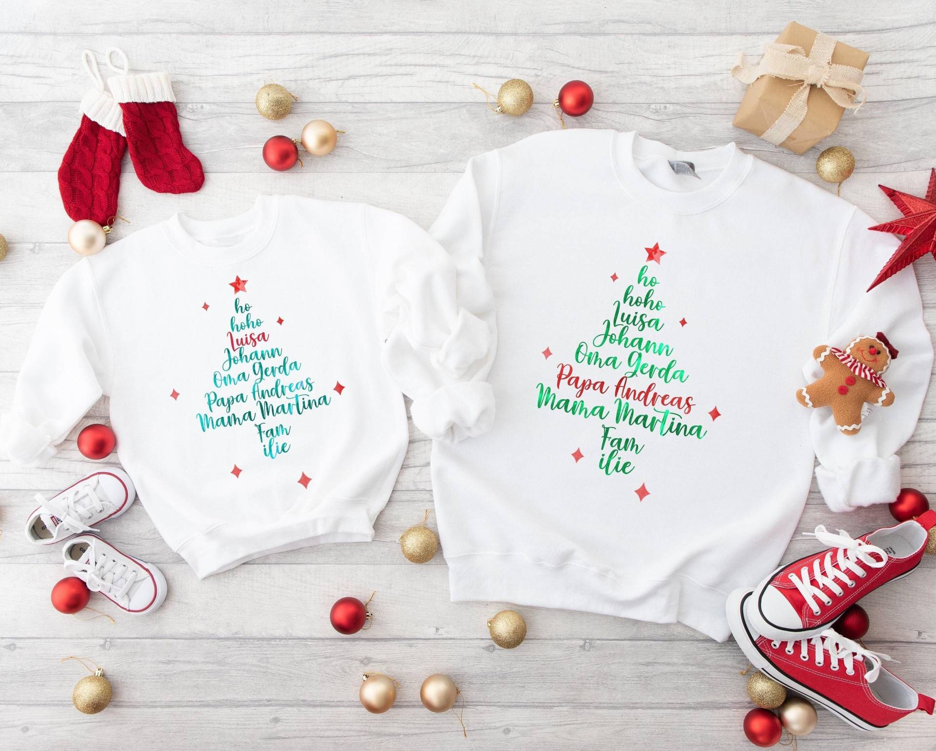 Individuell Personalisierte Weihnachtsshirts Sweatshirt Pullis Für Deine Familie Mit Euren Namen + Begriffen Aquarell | Weihnachten Individuell Personalisierte Weihnachtsshirts Sweatshirt Pullis Für Deine Familie Mit Euren Namen + Begriffen Aquarell | Weihnachten von rotekirschen