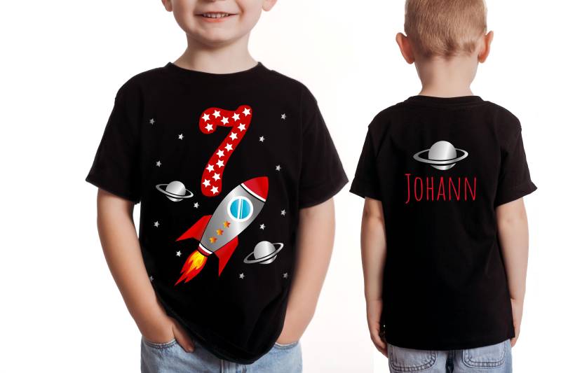 Geburtstagsshirt, T-Shirt Geburtstag Mit Rakete Und Geburtstagszahl Zahlenshirt Für Jungen & Mädchen, Geschenk Zum Geburtstag, Planeten von rotekirschen