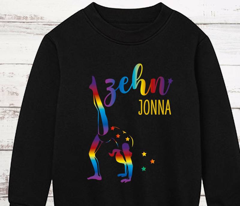 Turnerin Geburtstagsshirt Mädchen Regenbogen | Alter & Namen Turnen Gymnastik Bewegung Rainbow von rotekirschen