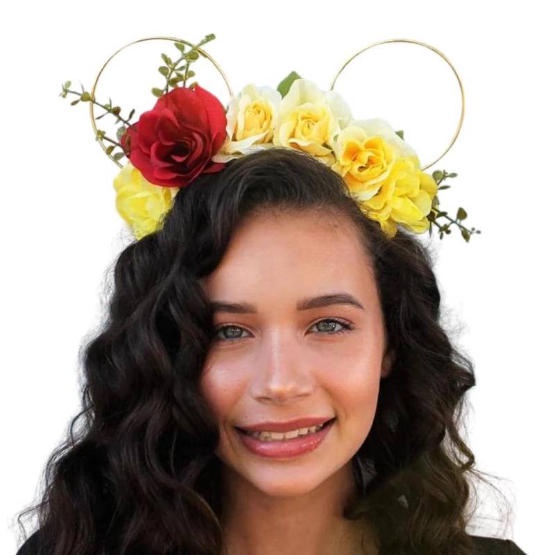 Belle Inspirierte Blumen Micky Ohren Die Schöne Und Das Biest Boho Stirnband von roundtrip