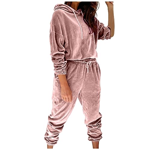 2 Teilige Outfits FüR Damen Herbst Pullover Oberteile Und Kordelzug Hosen Pyjama Sets Loungewear 2023 Kapuzenpullover Sweatshirt Trainingsanzug Und Lange Jogginghose Lounge Jogger Workout Sets von routinfly