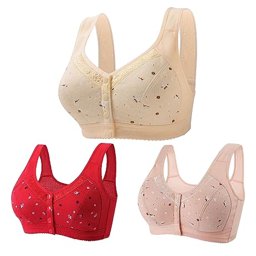 3 Stück Wmbra BH Damen Frontverschluss Push Up BH Ohne Bügel Leichtgewicht Full Cup Sport BH Für Senioren Ultimate Lifter Stretch Pflege BH gepolstert Wireless Bralette Hohe Unterstützung Intimates von routinfly