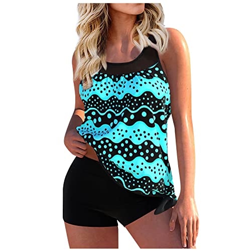 Bademode Damen Bikini Set Tankini Set 2 Stück Große Brüste Badeanzug Damen Sexy Bikini Hohe Taille Push Up Top Badeshorts Print Gefüllter BH Beachwear Set Elegante Sommer Bademode Für Urlaub Pool von routinfly