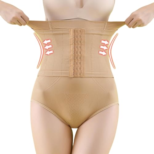 Bauchweg Unterhose Damen Miederhose,Hohe Taille Nahtlos Stark Formend Bauch Weg Bauchkontrolle Unterwaesche,Hip Shapewear Hoher Taille Unterwäsche Frauen Formende Leggings Miederslips (A_Beige, XL) von routinfly