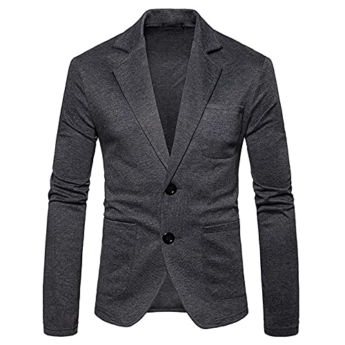 Blazer für Herren, UK, Herren, schmale Passform, einfarbig, Anzug, Kragen, lässig, klein, Anzugjacke für Herren, dunkelgrau, M von routinfly