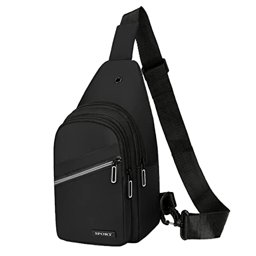 Crossbody Tasche MäNner Chest UmhäNgetasche Reisetasche Casual Daypack Sling Rucksack Umhängetasche Handtaschen Langlebig Leichtgewicht Messenger Tasche FüR Damen Herren Wandern Reisen (Schwarz A) von routinfly