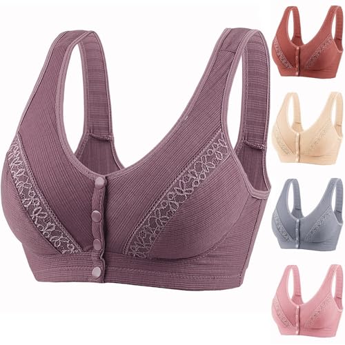 Damen Baumwolle Everyday Bra Vorderverschluss Ohne Bügel BH Damen Sport BH Starker Halt Große Größe Nahtlos BH Weicher Damen Push Up BH Gepolstert Atmungsaktiver Bequem Damen BH Klassische Bustier von routinfly