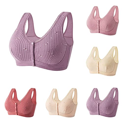 Damen Baumwolle Everyday Bra Vorderverschluss Ohne Bügel BH Damen Sport BH Starker Halt Große Größe Nahtlos BH Weicher Damen Push Up BH Gepolstert Atmungsaktiver Bequem Damen BH Klassische Bustier von routinfly