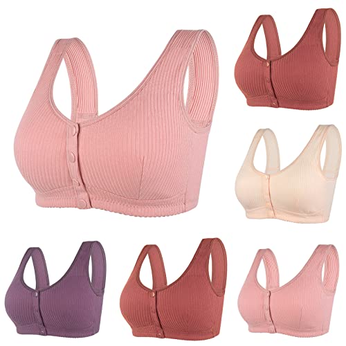 Damen Baumwolle Everyday Bra Vorderverschluss Ohne Bügel BH Damen Sport BH Starker Halt Große Größe Nahtlos BH Weicher Damen Push Up BH Gepolstert Atmungsaktiver Bequem Damen BH Klassische Bustier von routinfly