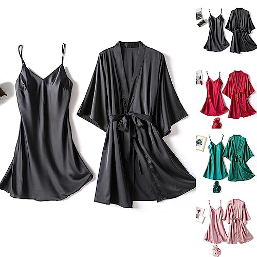 Damen Elegante Spitze NachtwäSche Zweiteilig Kimono Strickjacke Robe Nachthemd Set Damen 2 StüCk Nachthemd Mit Roben Set Ultra Komfortable Spitze Robe Set Loungewear Home Suit Negligee Sexy Lingerie von routinfly