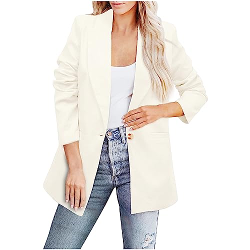 Damen Eleganter Business Blazer Revers Sommer Herbst Kleiner Anzug Blazer Offene Front Jacke Langarm Mantel Solide Schlank Büro Strickjacke Sportlich Lässig Oberbekleidung Blazer Basic Blazer von routinfly