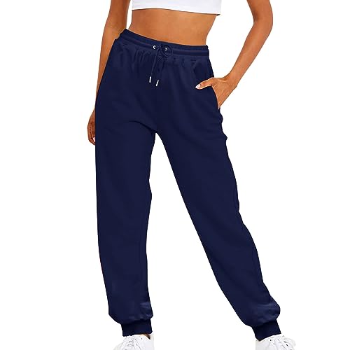 Damen Jogginghose Sporthose Laufhosen Hoher Taille Trainingshose Comfy Lang Yogahose Modern Kordelzug Sweathose Fitness LäSsige Bequem Freizeithose Trainingshosen Casual Sommerhose Mit Taschen von routinfly