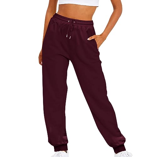 Damen Jogginghose Sporthose Laufhosen Hoher Taille Trainingshose Comfy Lang Yogahose Modern Kordelzug Sweathose Fitness LäSsige Bequem Freizeithose Trainingshosen Casual Sommerhose Mit Taschen von routinfly