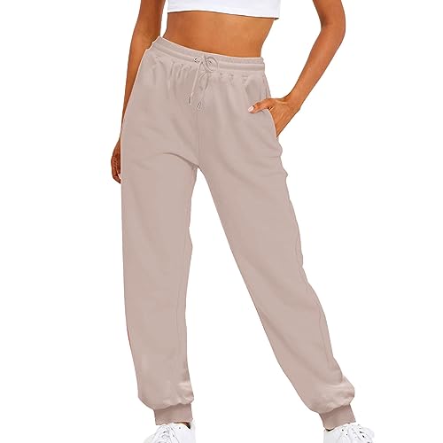 Damen Jogginghose Sporthose Laufhosen Hoher Taille Trainingshose Comfy Lang Yogahose Modern Kordelzug Sweathose Fitness LäSsige Bequem Freizeithose Trainingshosen Casual Sommerhose Mit Taschen von routinfly