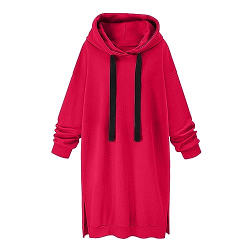 Damen Kapuzenpullover Lang Sweatkleid Pullover Sweatshirt Mit Kapuze Robe Einfarbig Sweatshirtkleid Langarm Sport Warme Herbstkleid Winter Kleid ÜBergrößE Locker Kapuzenpulli Sweatshirt Hoodie von routinfly