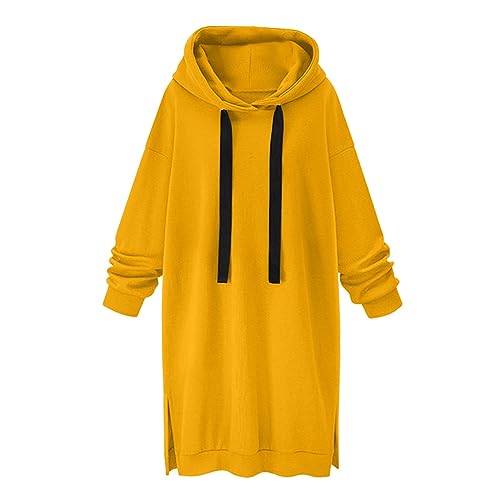 Damen Kapuzenpullover Lang Sweatkleid Pullover Sweatshirt Mit Kapuze Robe Einfarbig Sweatshirtkleid Langarm Sport Warme Herbstkleid Winter Kleid ÜBergrößE Locker Kapuzenpulli Sweatshirt Hoodie von routinfly