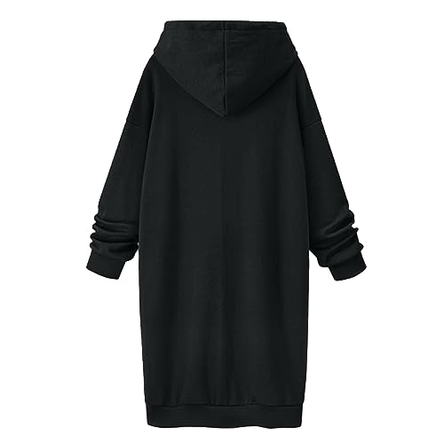 Damen Kapuzenpullover Lang Sweatkleid Pullover Sweatshirt Mit Kapuze Robe Einfarbig Sweatshirtkleid Langarm Sport Warme Herbstkleid Winter Kleid ÜBergrößE Locker Kapuzenpulli Sweatshirt Hoodie von routinfly