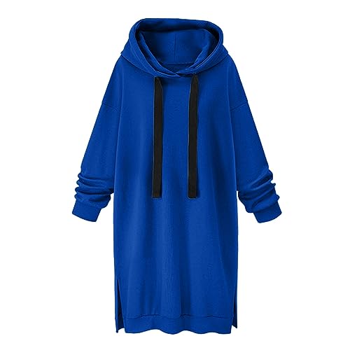 Damen Kapuzenpullover Lang Sweatkleid Pullover Sweatshirt Mit Kapuze Robe Einfarbig Sweatshirtkleid Langarm Sport Warme Herbstkleid Winter Kleid ÜBergrößE Locker Kapuzenpulli Sweatshirt Hoodie von routinfly