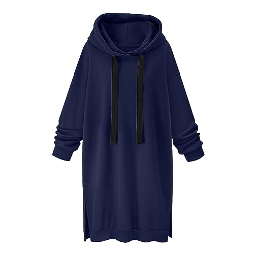 Damen Kapuzenpullover Lang Sweatkleid Pullover Sweatshirt Mit Kapuze Robe Einfarbig Sweatshirtkleid Langarm Sport Warme Herbstkleid Winter Kleid ÜBergrößE Locker Kapuzenpulli Sweatshirt Hoodie von routinfly