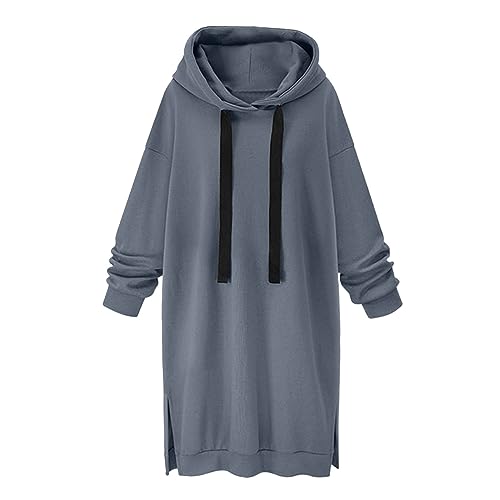 Damen Kapuzenpullover Lang Sweatkleid Pullover Sweatshirt Mit Kapuze Robe Einfarbig Sweatshirtkleid Langarm Sport Warme Herbstkleid Winter Kleid ÜBergrößE Locker Kapuzenpulli Sweatshirt Hoodie von routinfly