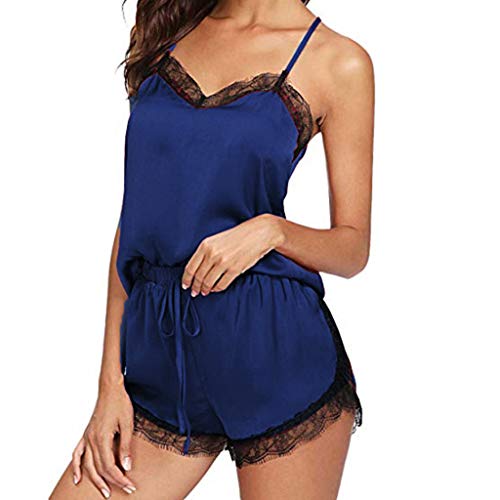 Damen Pyjama Set 2 Stück Sexy Nachtwäsche Damen Elegante Zweiteilige Home Anzug Ärmelloses Top Shorts Loungewear Spitze Rüschen Sommer Weiches Negligee Solide Nachtwäsche Strapsweste Anzug von routinfly