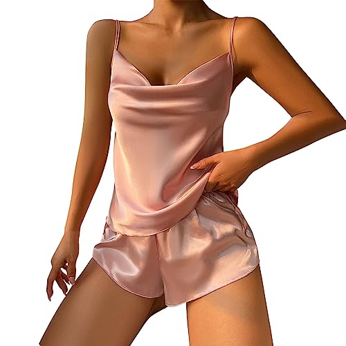 Damen Pyjama Set 2 Stück Sexy Nachtwäsche Damen Elegante Zweiteilige Home Anzug Ärmelloses Top Shorts Loungewear Spitze Rüschen Sommer Weiches Negligee Solide Nachtwäsche Strapsweste Anzug von routinfly