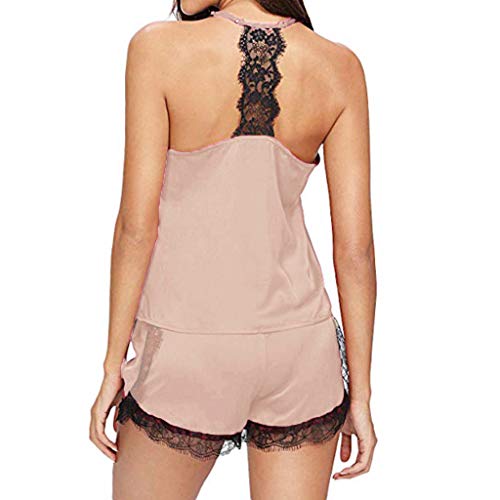 Damen Pyjama Set 2 Stück Sexy Nachtwäsche Damen Elegante Zweiteilige Home Anzug Ärmelloses Top Shorts Loungewear Spitze Rüschen Sommer Weiches Negligee Solide Nachtwäsche Strapsweste Anzug von routinfly