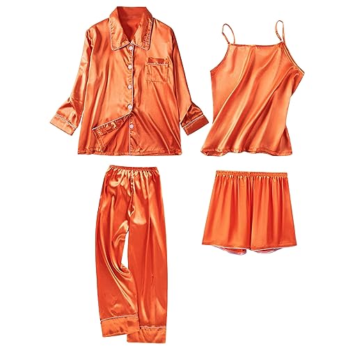 Damen Pyjama Vierteiliges Set Damen NachtwäSche Sexy Dessous Satin Pyjama Cami NachtwäSche Aus Eisseide Sommer Nachthemd Seide Sexy Spitze Bademantel Morgen Winter Robe von routinfly