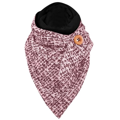 Damen Schals Warmer Dreieckschal mit Button Winterschals Retro Damen Wickelschal Lässige Herbstschal Winterschal Halstücher übergroßer Weich Scarf Poncho Geschenk (Rot) von routinfly