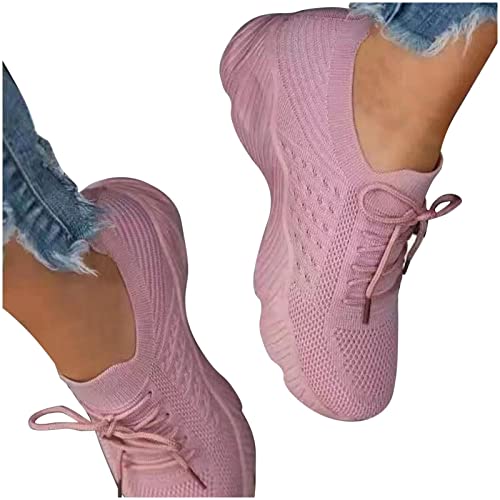 Damen Sommer Trainer Sportschuhe Schnell trocknende Schuhe Unisex Barfuß Walking Schuhe Thick Soles Sneaker Outdoor Jogging Solid Color Fly Woven Plus Size Mesh Shoes Casual atmungsaktive Non Slip von routinfly