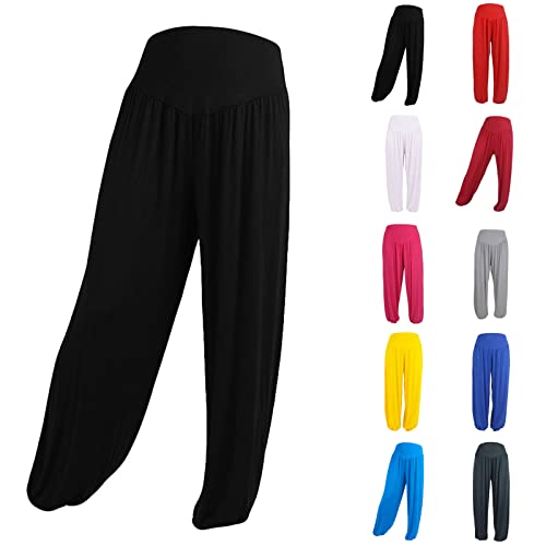 Damen Sommerhosen LäSsige Baumwollhosen Baggy-Hosen Leichte Hosen Mit Hoher Taille Elastische Lose Freizeithosen Jogginghosen Streetwear Yoga Hosen Tanzhosen Herbst Plus GrößE Weiche Stoffhosen von routinfly